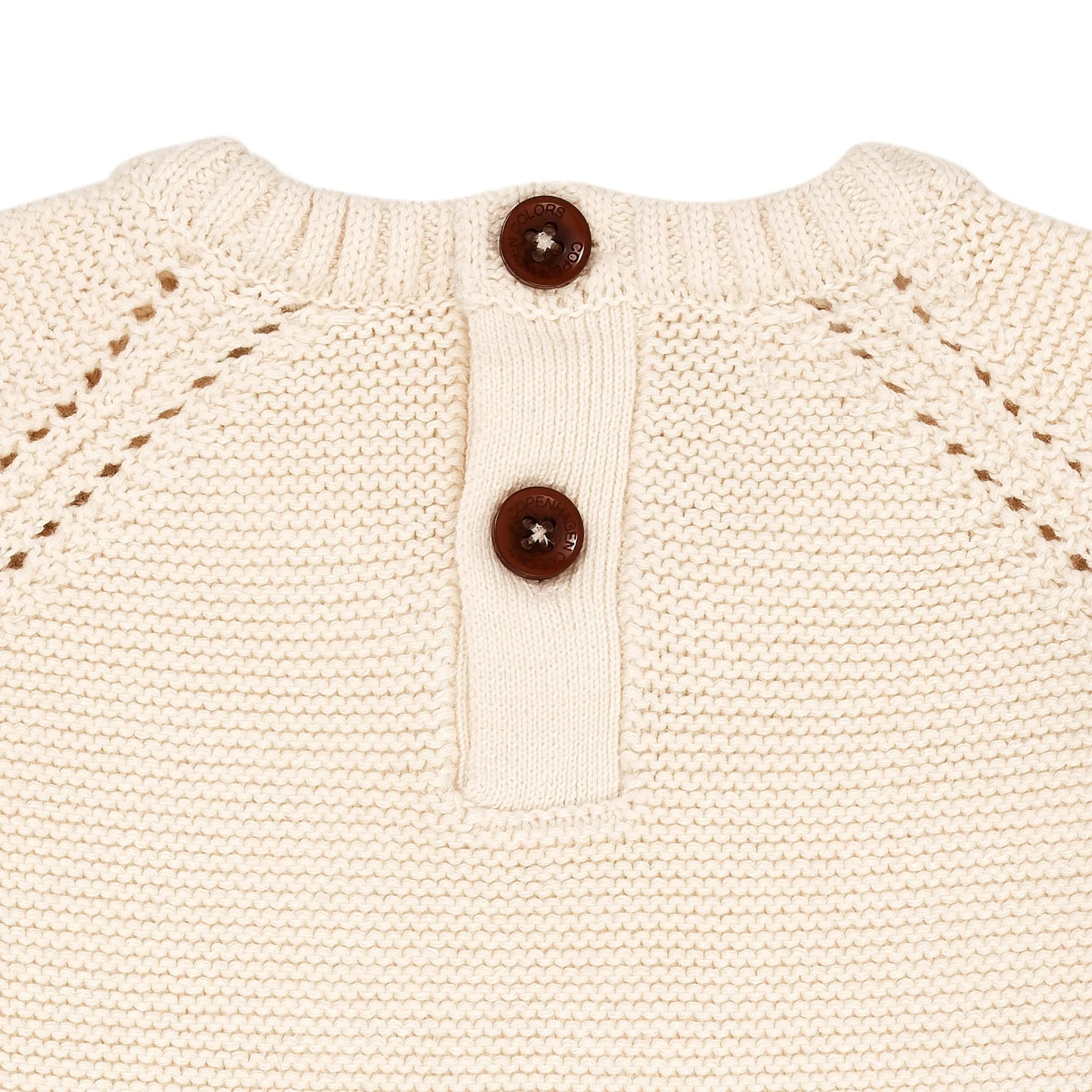 KNITTED PULLOVER W. FRILL - CREAM