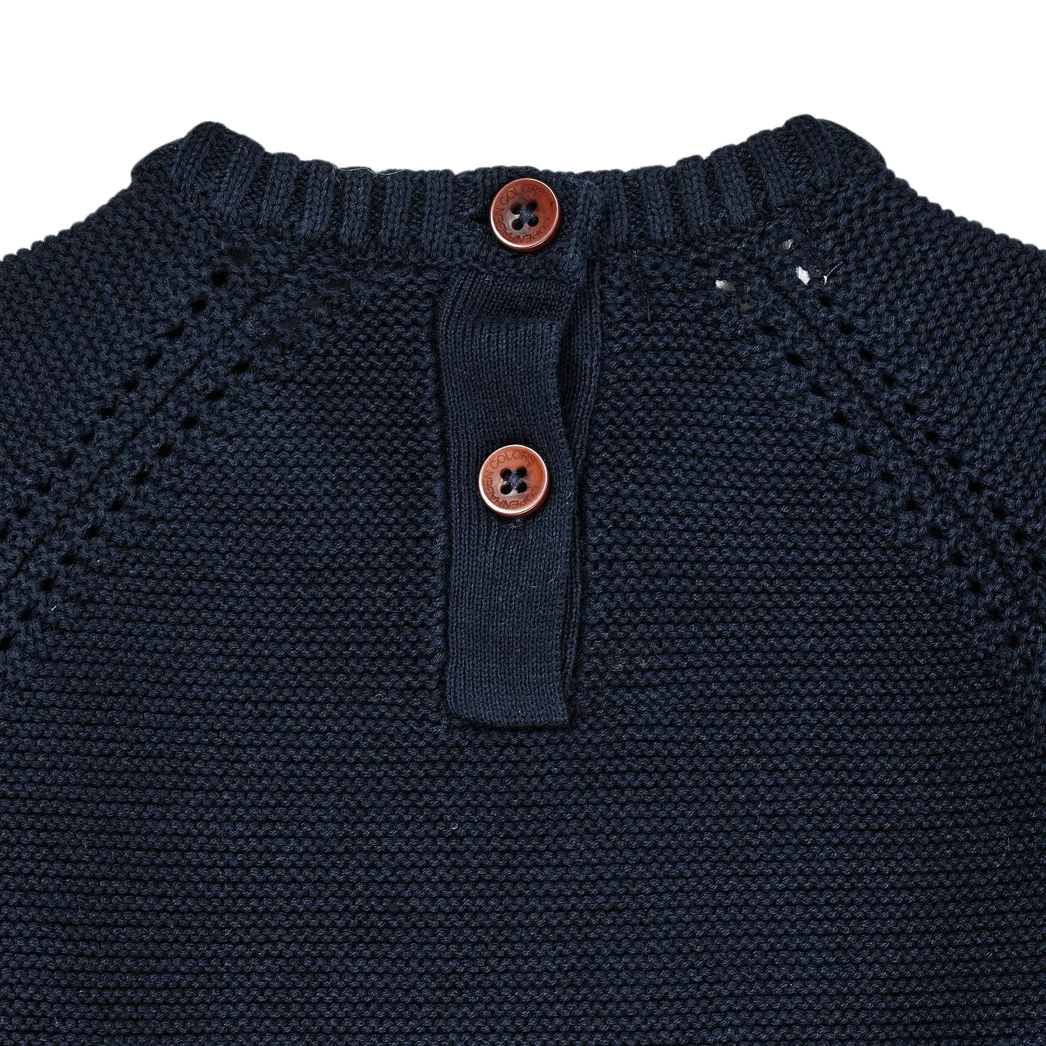 KNITTED PULLOVER W. FRILL - NAVY