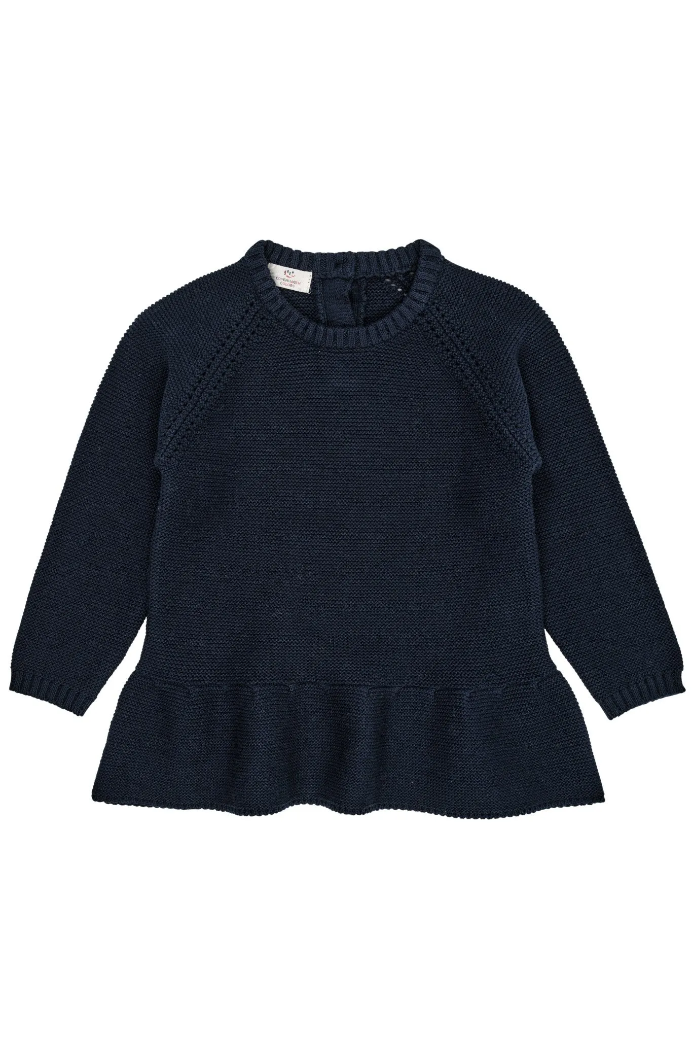 KNITTED PULLOVER W. FRILL - NAVY