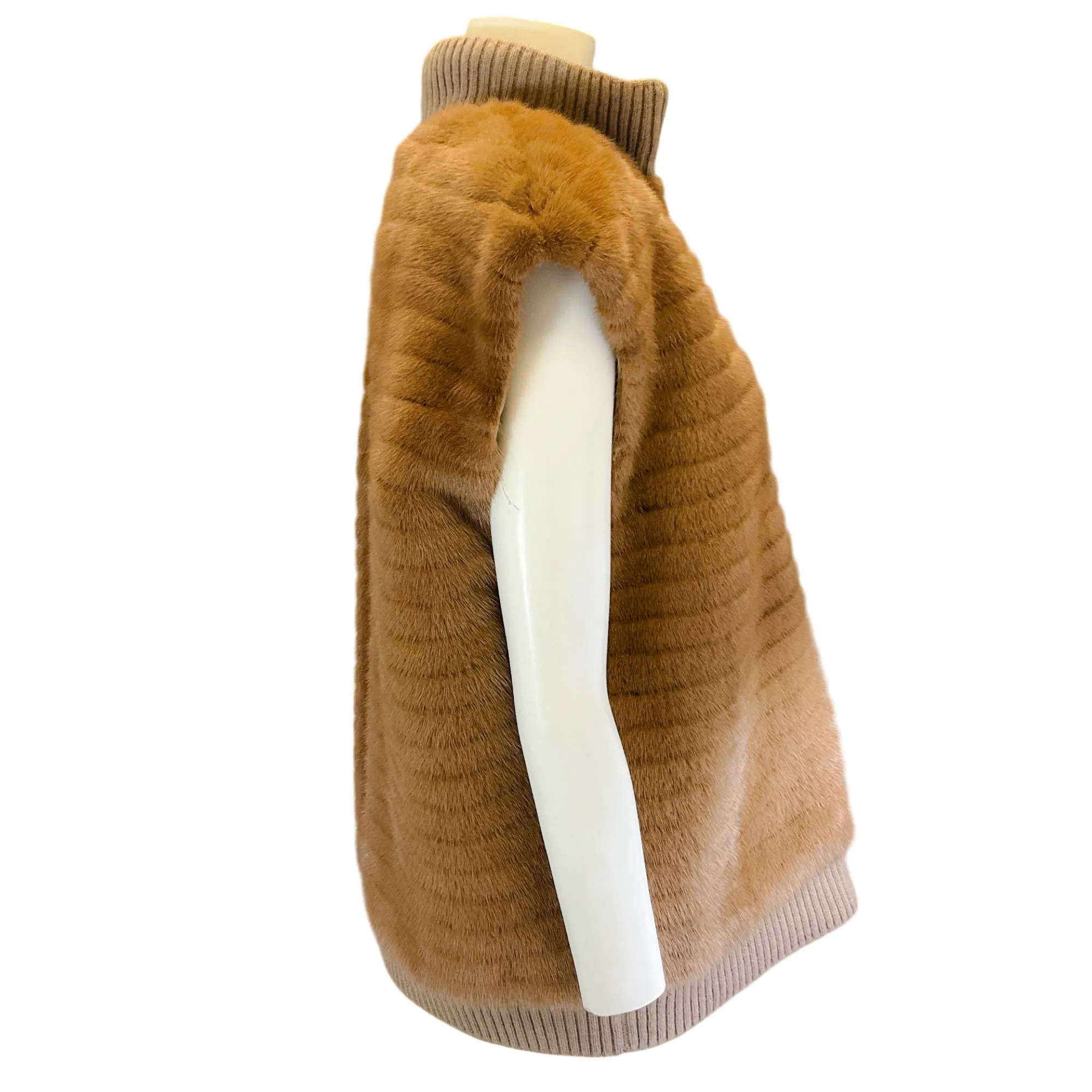 Lafayette 148 New York Tan Full Zip Mink Fur Vest