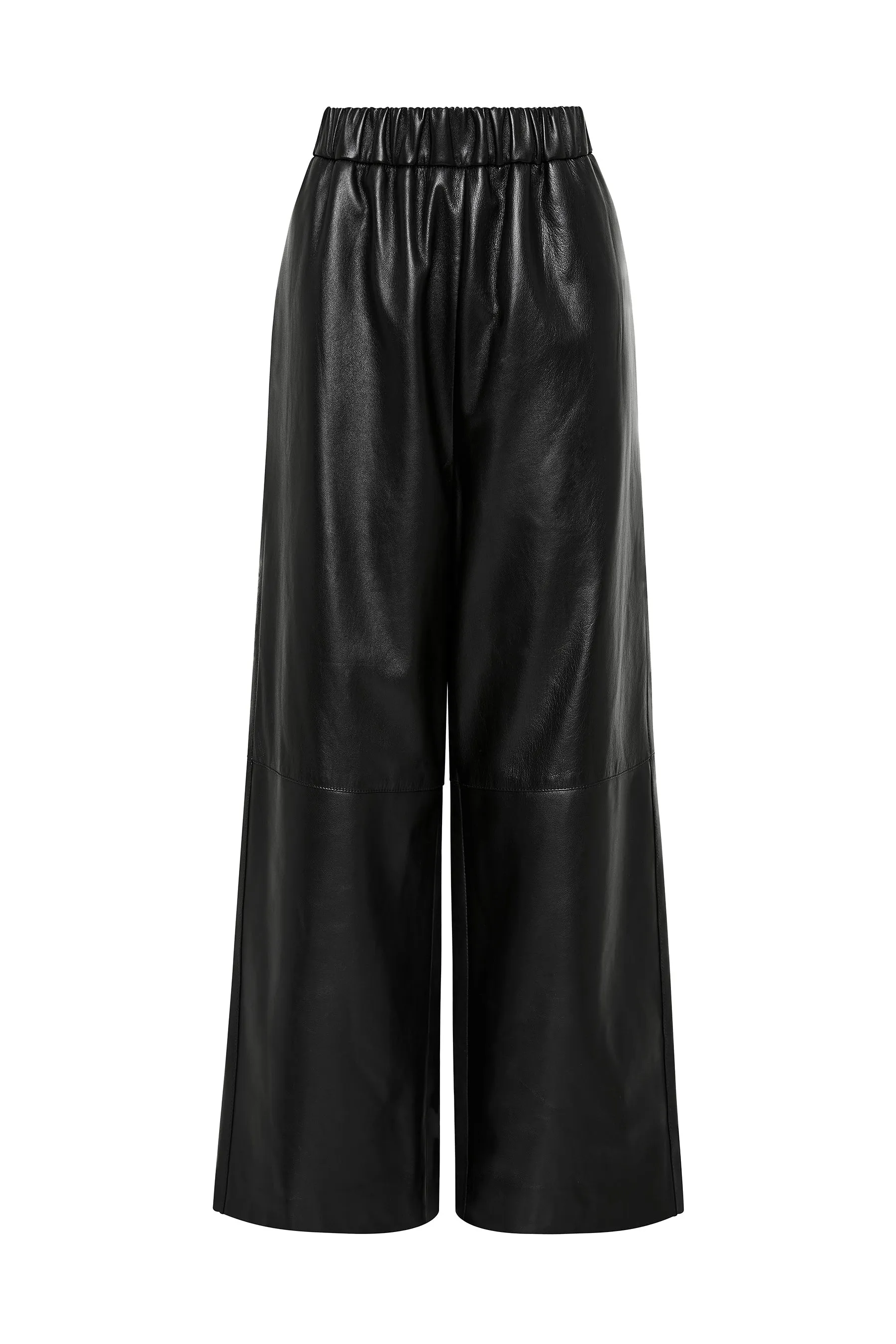 leather pull on wide leg pant