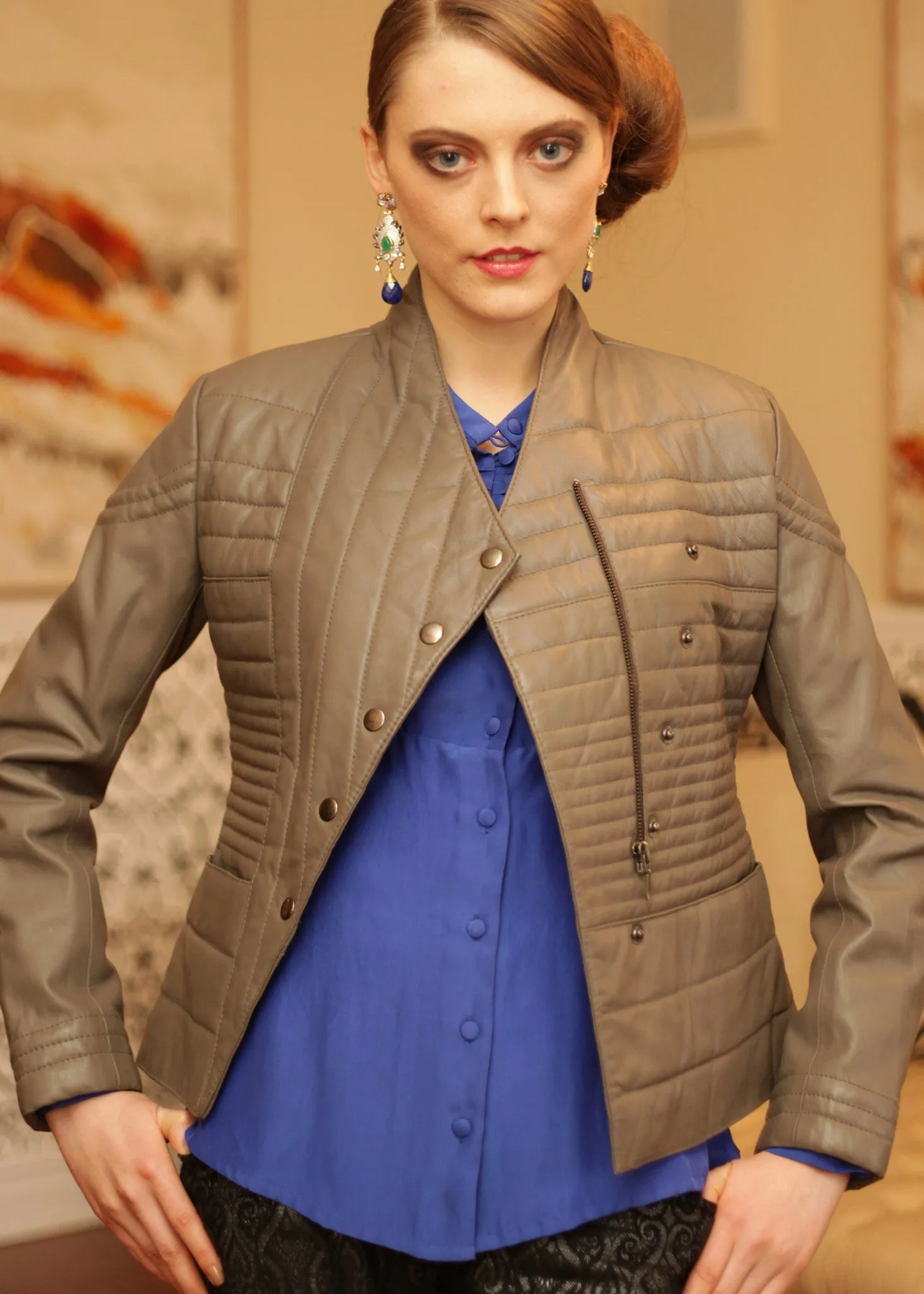 Leather quitled jacket