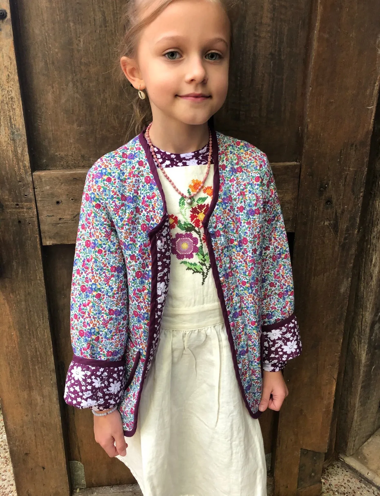 Leni Jacket Prairie Dot/ London Flowers Boysenberry