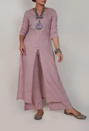 Light Periwinkle Front Slit Kurta and Pants-XXXL