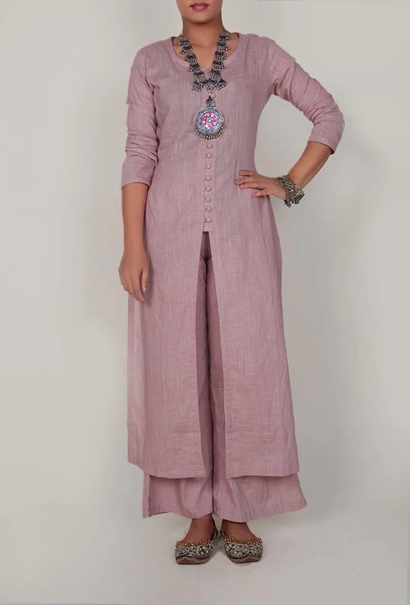 Light Periwinkle Front Slit Kurta and Pants-XXXL