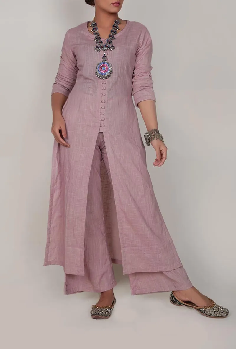 Light Periwinkle Front Slit Kurta and Pants-XXXL