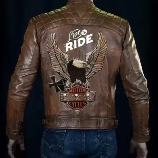 Live To Ride Motorcycle Vintage Leather Jacket