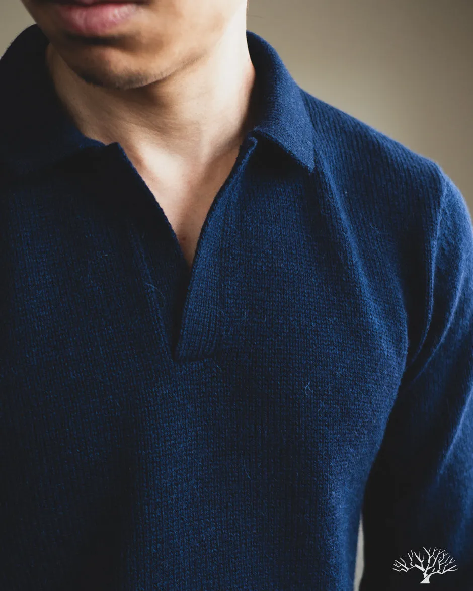 Long-Sleeve Knit Polo - Midnight Alpaca