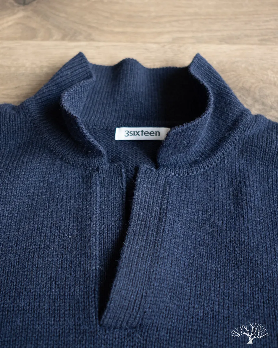 Long-Sleeve Knit Polo - Midnight Alpaca