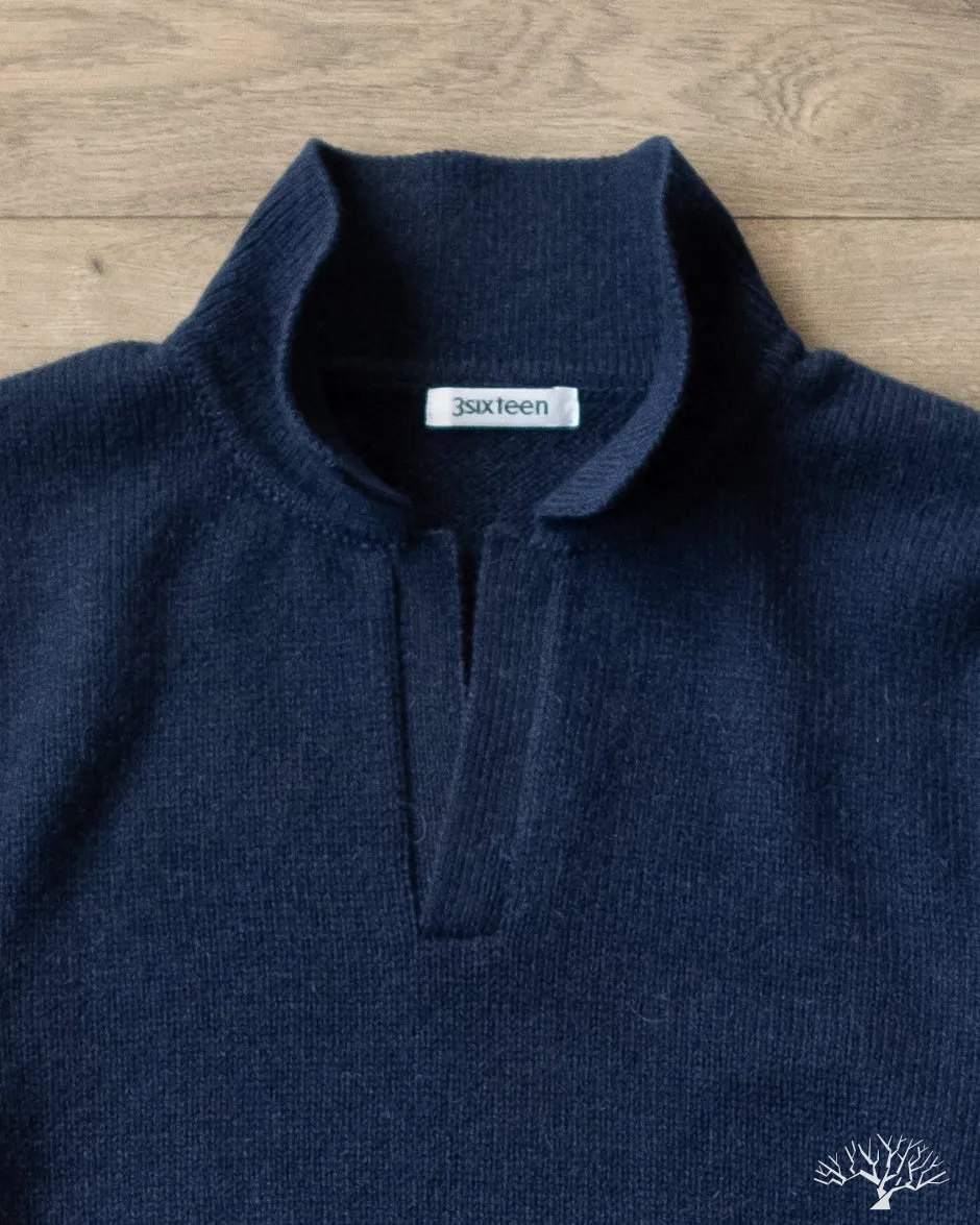 Long-Sleeve Knit Polo - Midnight Alpaca