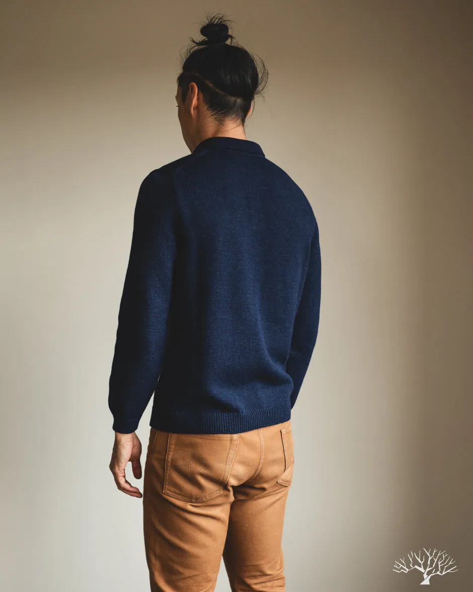 Long-Sleeve Knit Polo - Midnight Alpaca