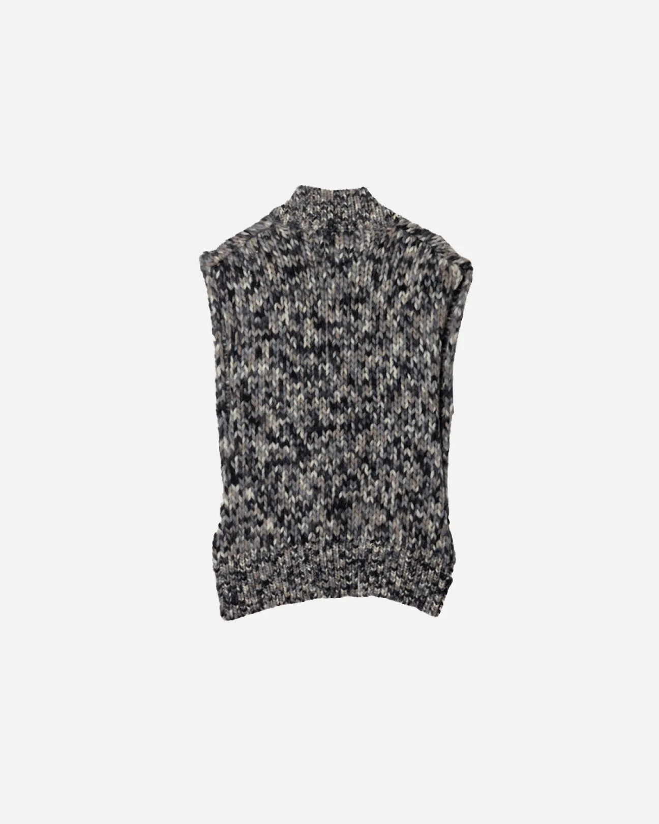 LOW GAUGE KNIT V-NECK VEST .10【HEATHER BLACK】