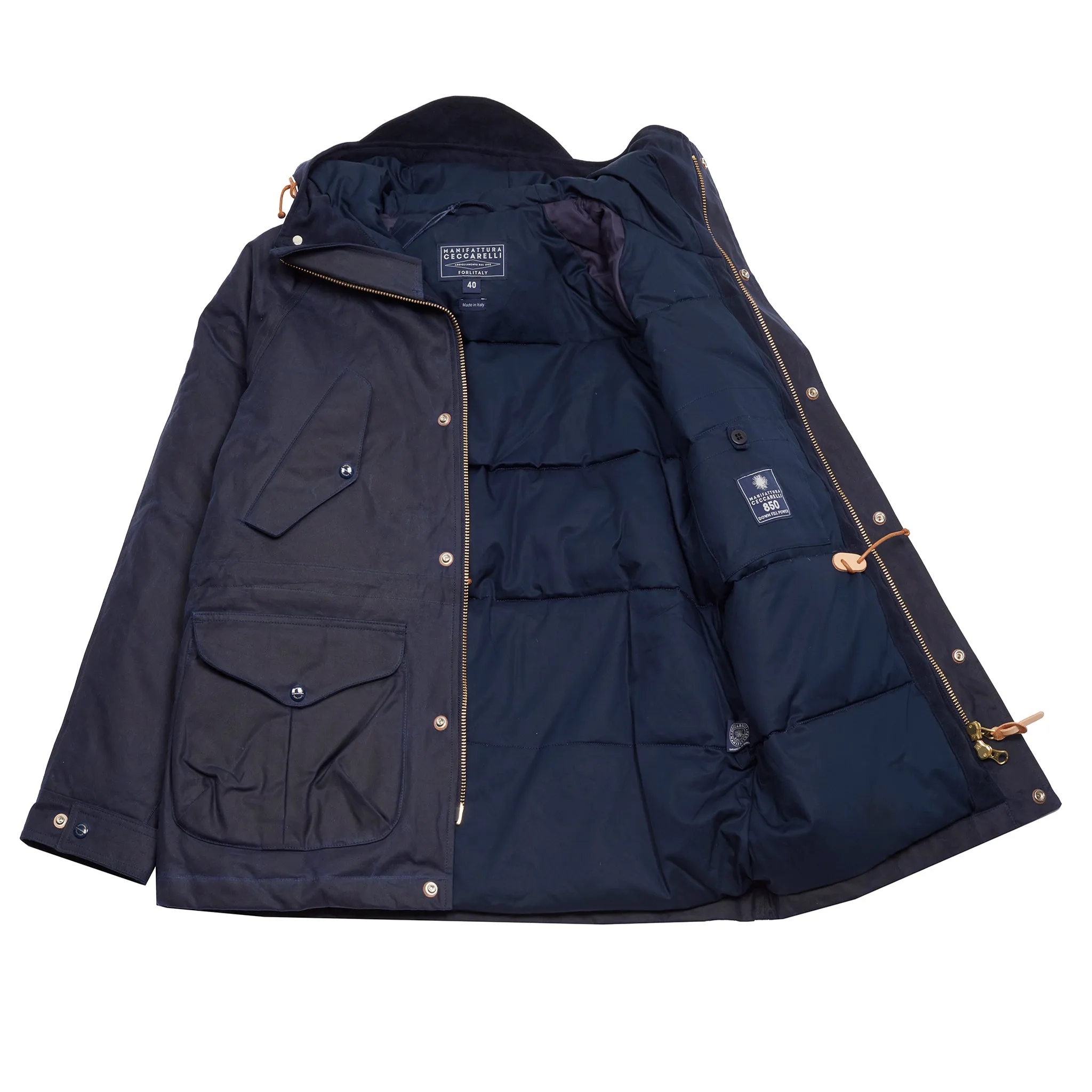 Manifattura Ceccarelli Waxed Fisherman Parka in Navy