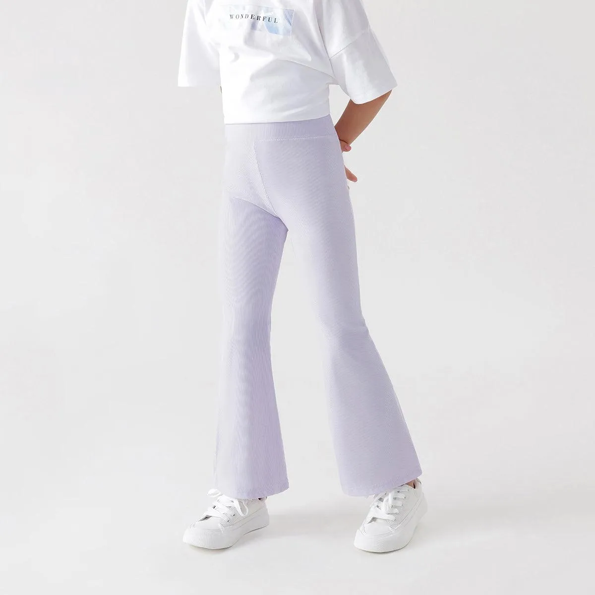 MARC & JANIE Girls Stretch Ribbed Sports Yoga Flared Pants 240279