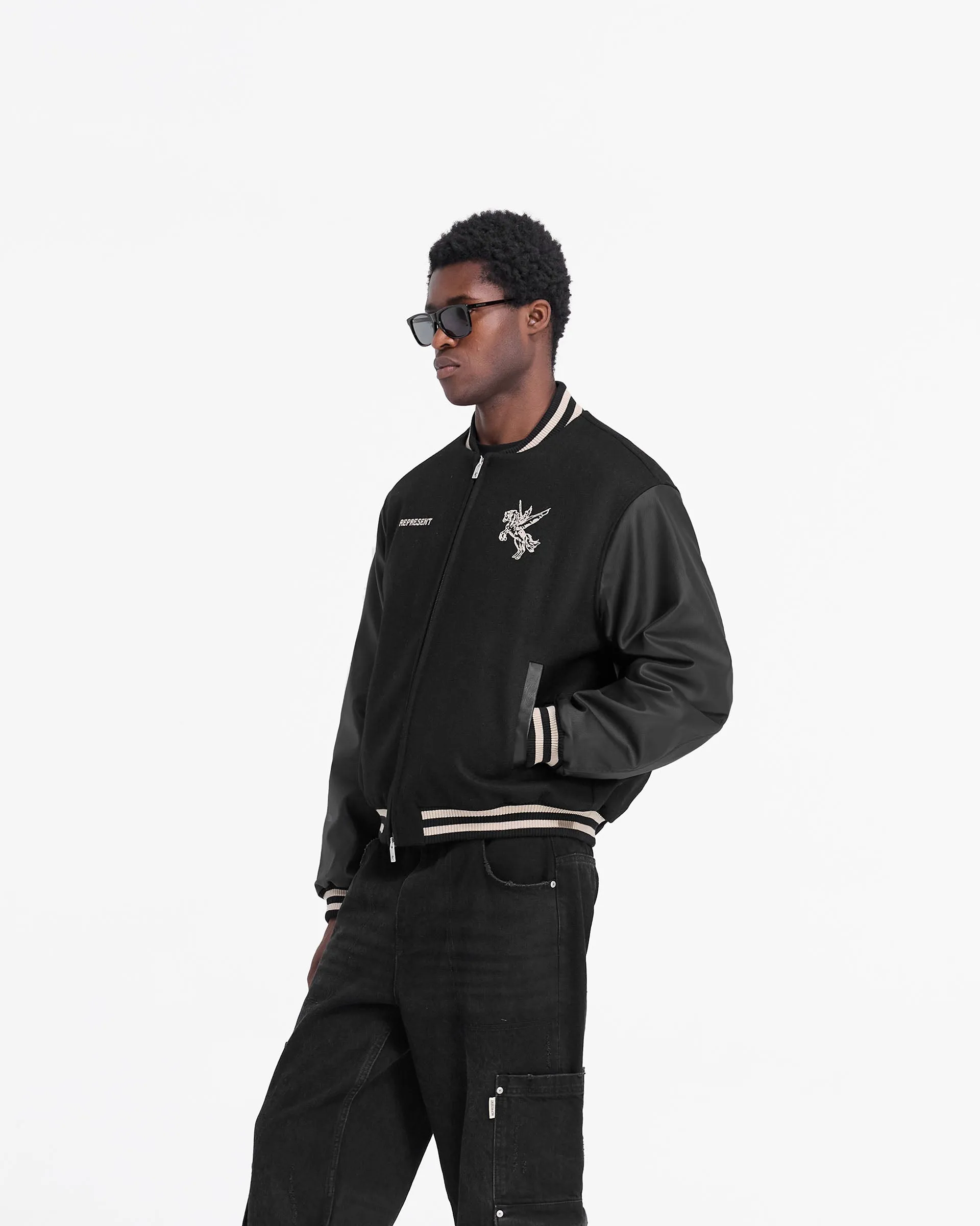 Mascot Wool Varsity Jacket - Jet Black