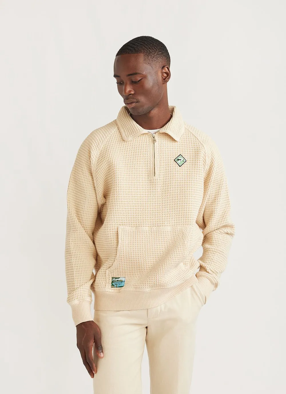 Mega Waffle Quarter Zip | Percival x Slazenger | Ecru