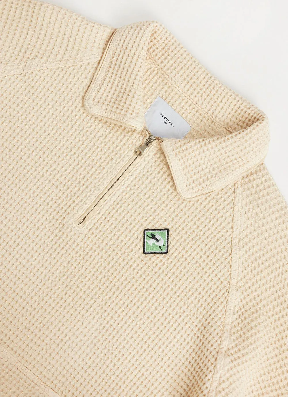 Mega Waffle Quarter Zip | Percival x Slazenger | Ecru