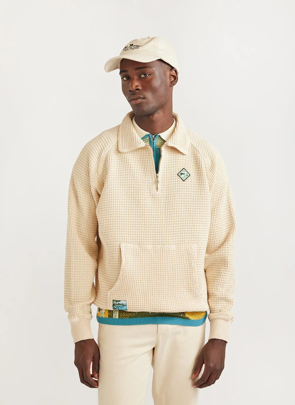 Mega Waffle Quarter Zip | Percival x Slazenger | Ecru