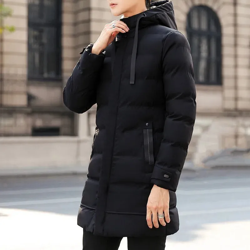 Men Fashion Coat Casual Slim Zipper Jacket Winter Warm Hooded Long Parka Men New Warm Autumn Thick Waterproof Coat Men