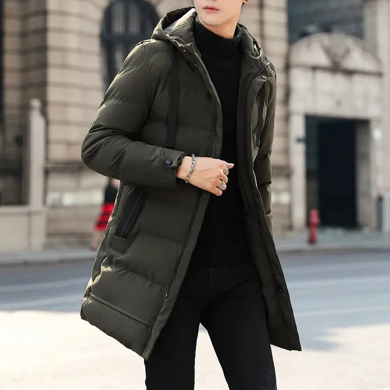 Men Fashion Coat Casual Slim Zipper Jacket Winter Warm Hooded Long Parka Men New Warm Autumn Thick Waterproof Coat Men