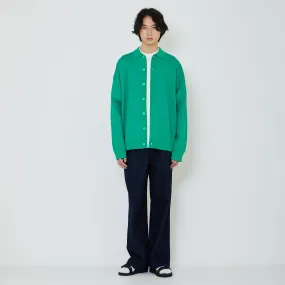 Men Oversized Polo Sweater - Green - SM2402028B