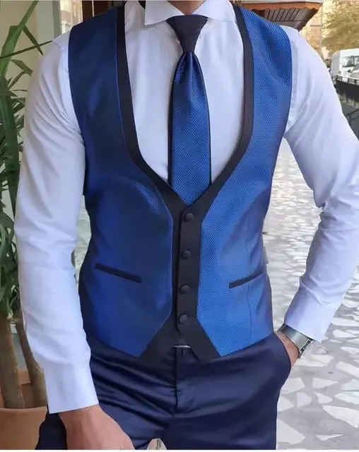 Men wear Custom-Made White Blue Suit Slim Fit