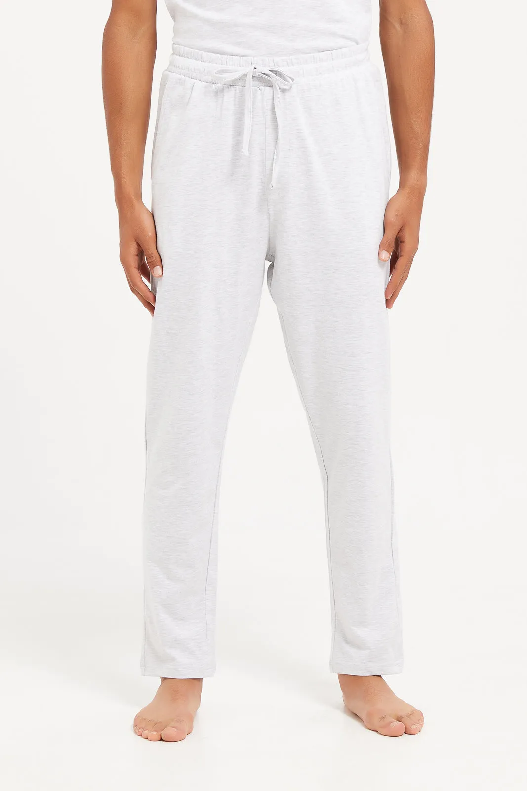 Men White And Black Plain Pyjama Bottom (2 Piece)