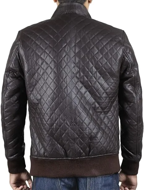 Mens Black Biker vintage Leather Bomber Jacket