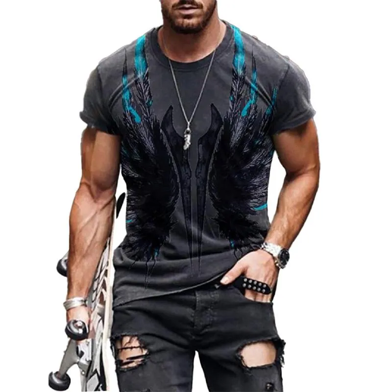 Men's Casual Motorcycle 3D Printing Loose Pullover Short-sleeved T-shirt 22437809YM