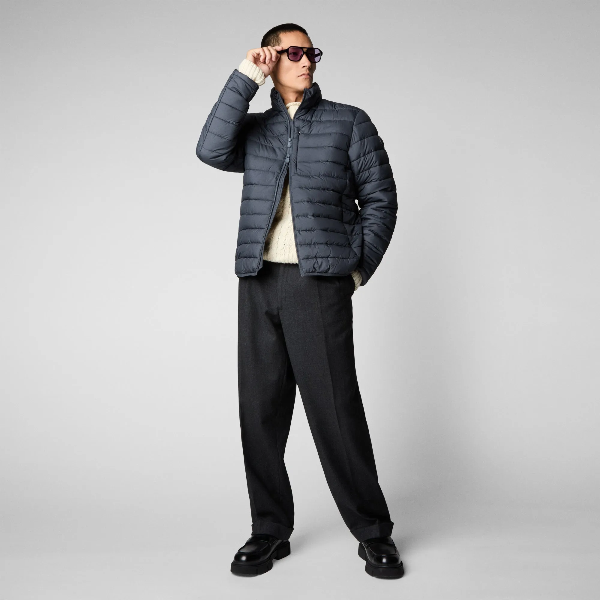 Men's Erion Puffer Jacket in Grey Black