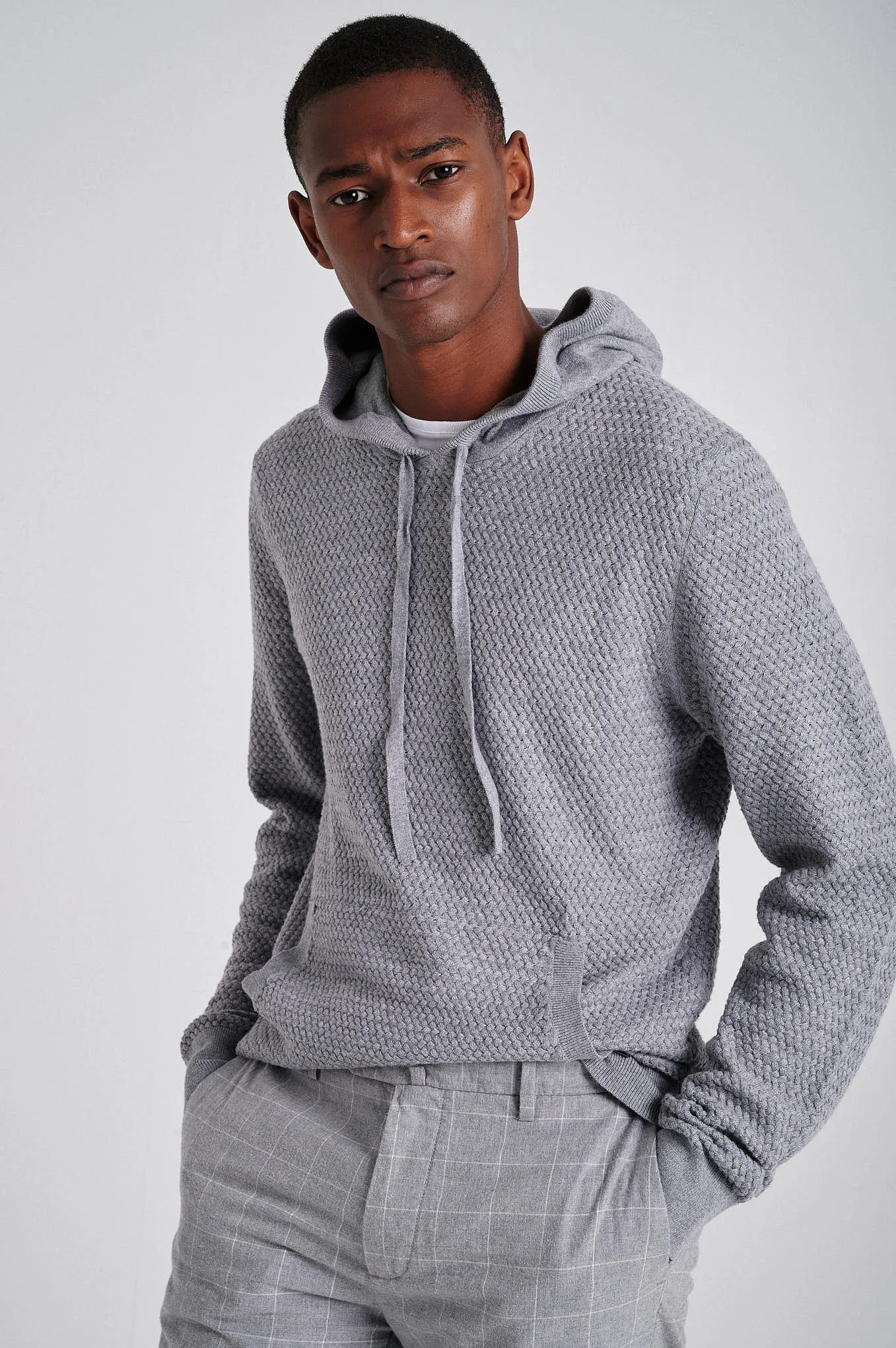 Men's long sleeve hooded organic cotton sweater