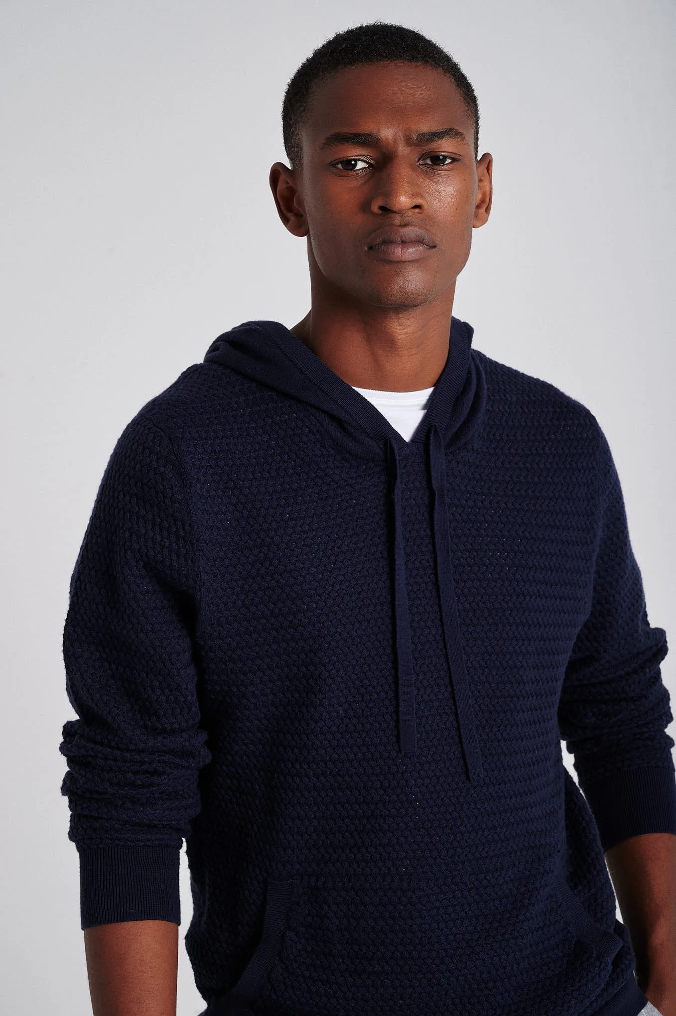 Men's long sleeve hooded organic cotton sweater