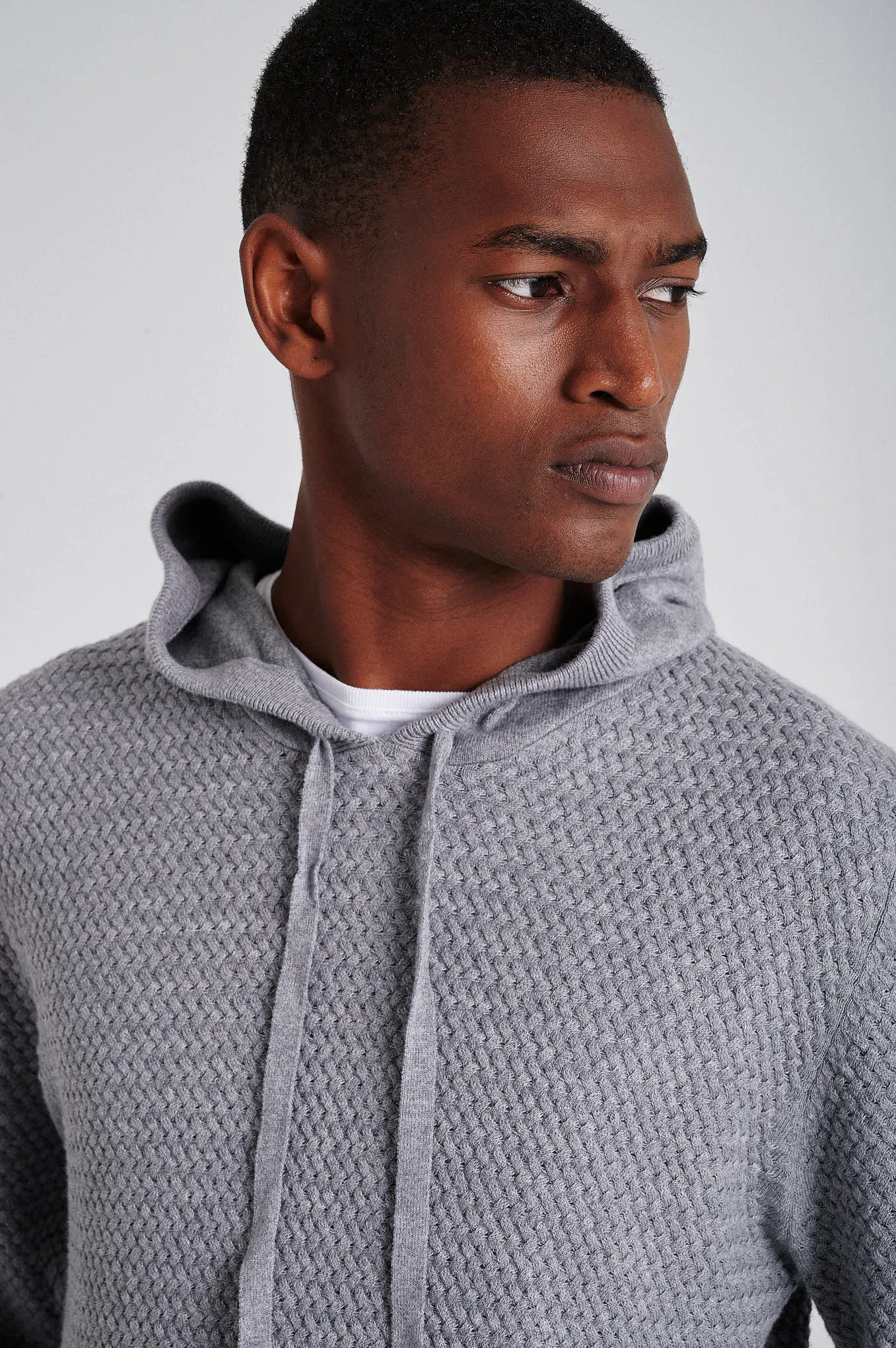 Men's long sleeve hooded organic cotton sweater