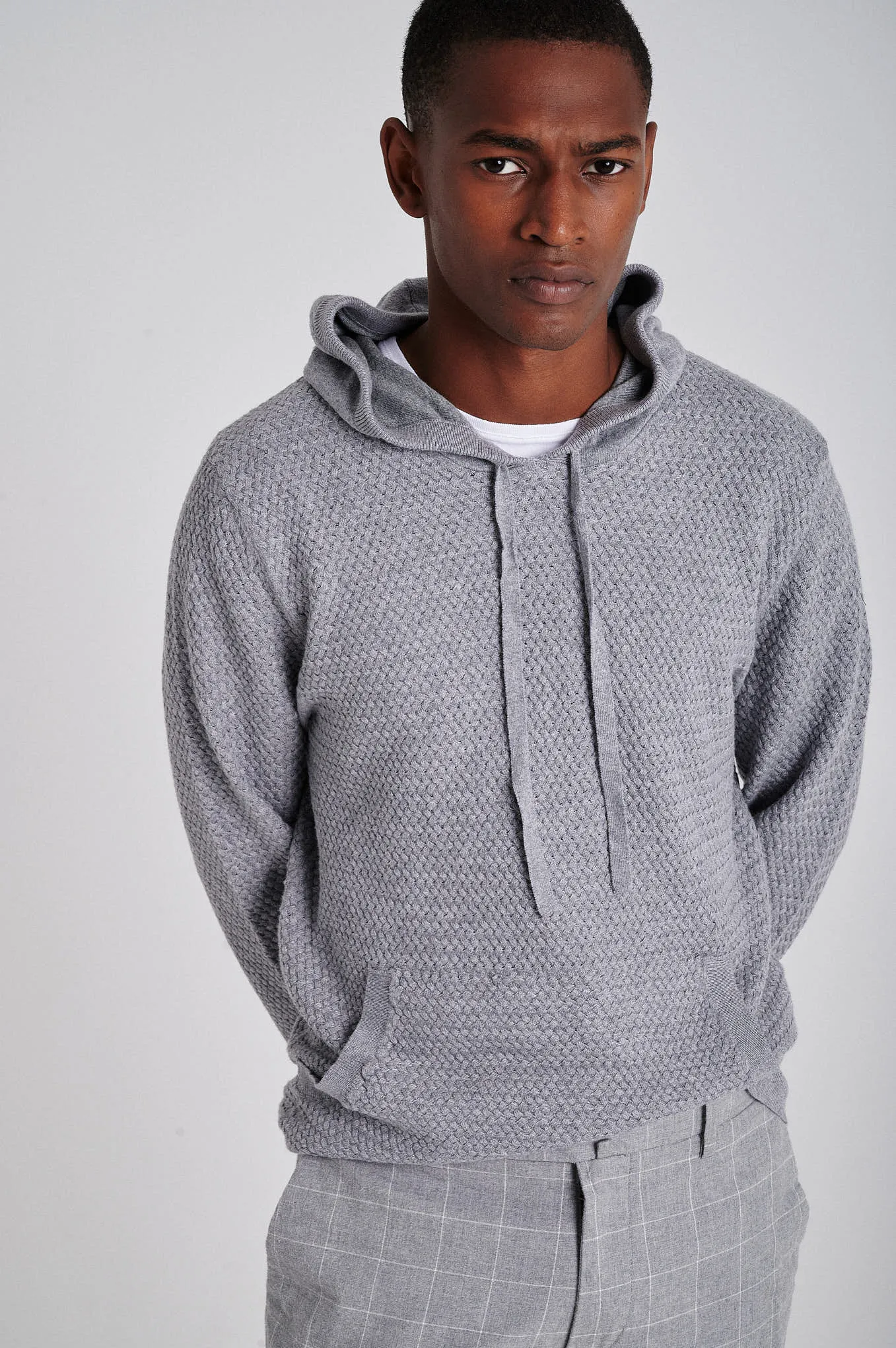 Men's long sleeve hooded organic cotton sweater