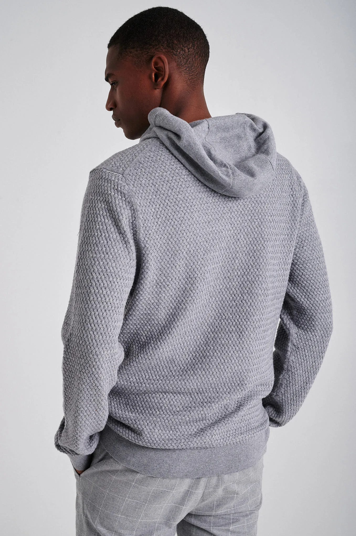 Men's long sleeve hooded organic cotton sweater