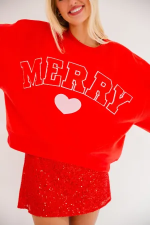 MERRY HEART RED PULLOVER