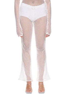 Mesh Jacquard Flared Pants (FTC232-0606-WHITE)