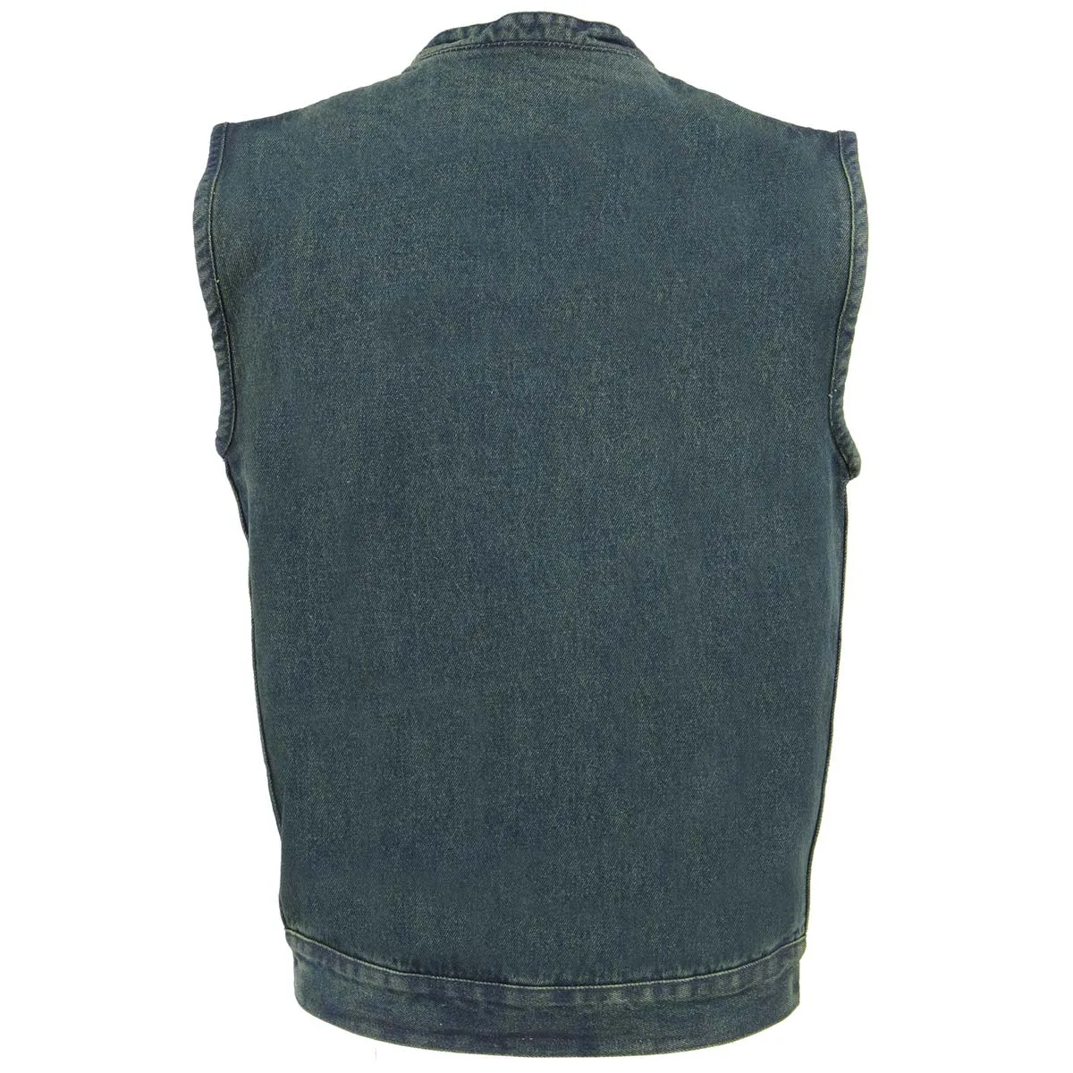 Milwaukee Leather DM2238 Men's Classic Blue Denim Club Style Vest with Snap Button Closure