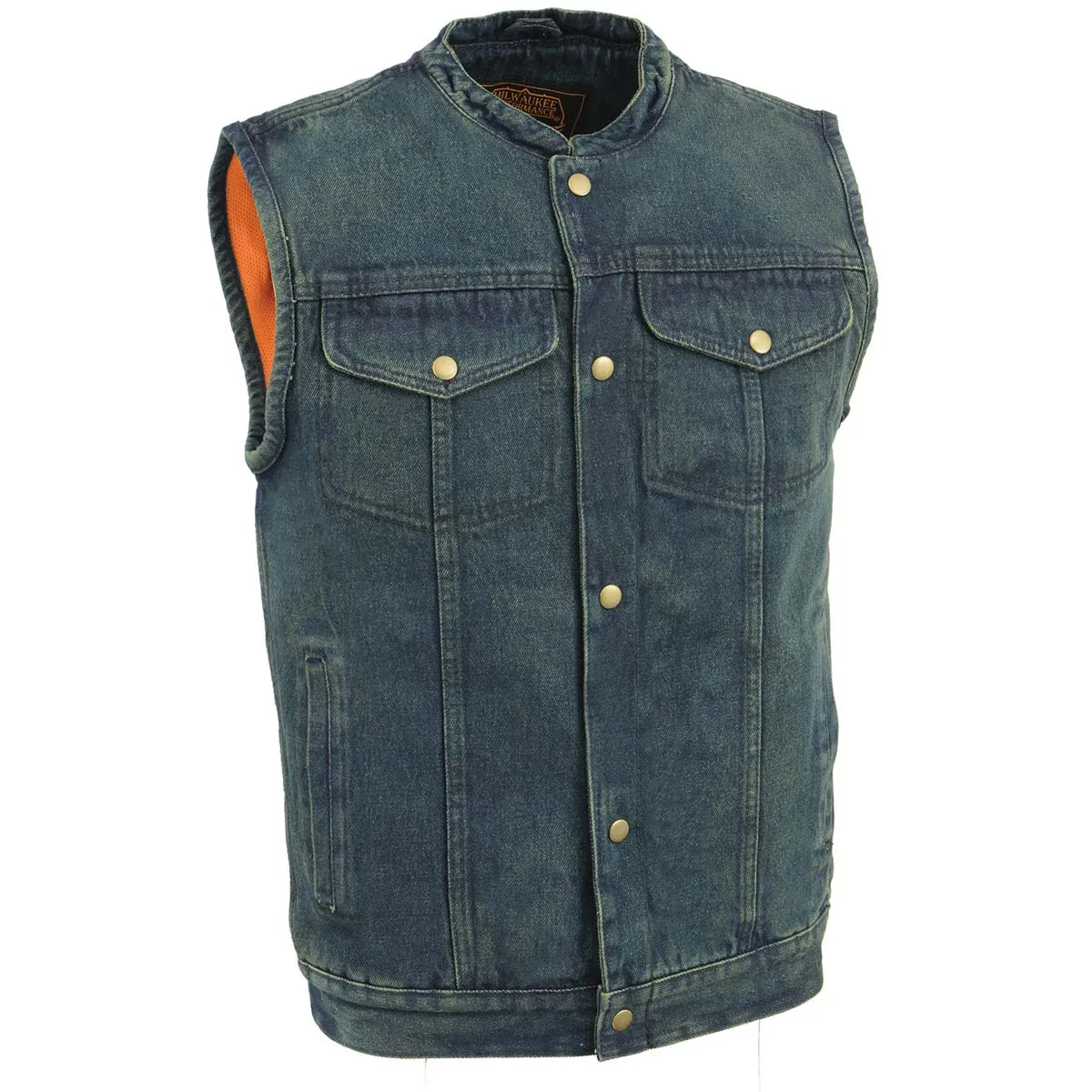 Milwaukee Leather DM2238 Men's Classic Blue Denim Club Style Vest with