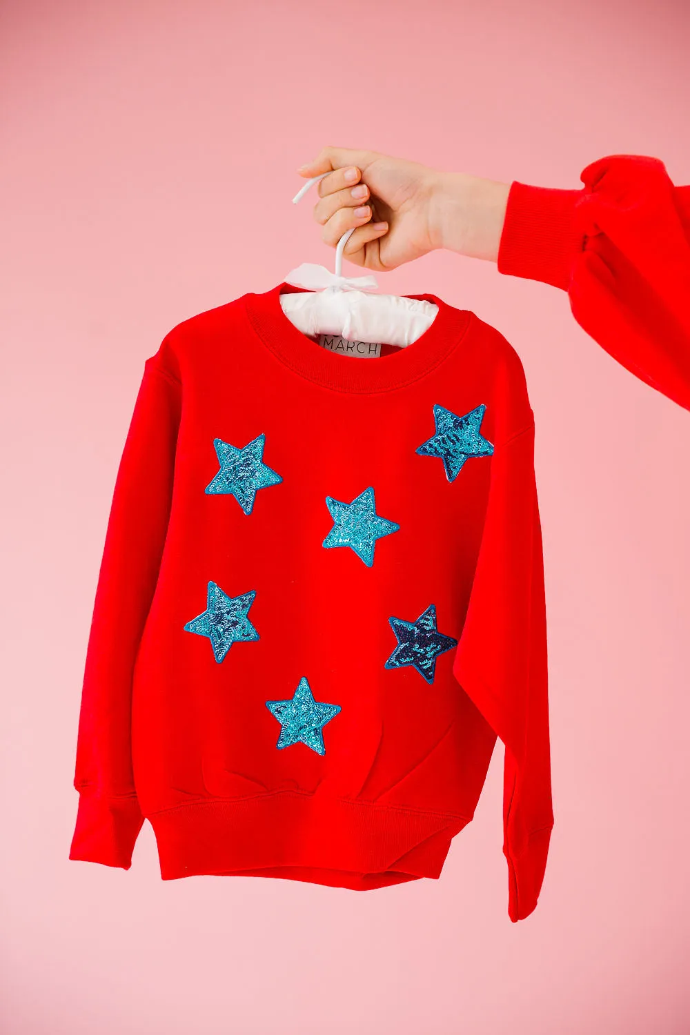 MINI KIDS USA SEQUIN STARS RED PULLOVER