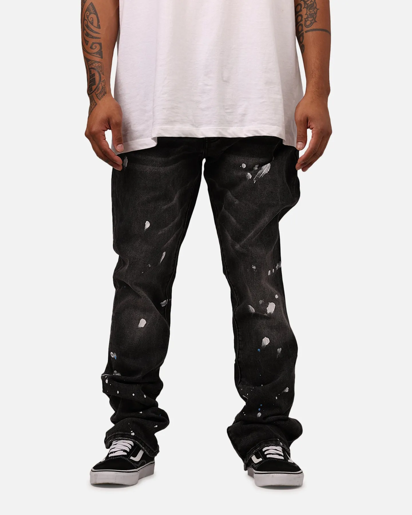 MNML B679 Worn In Painted Pants Washed Black