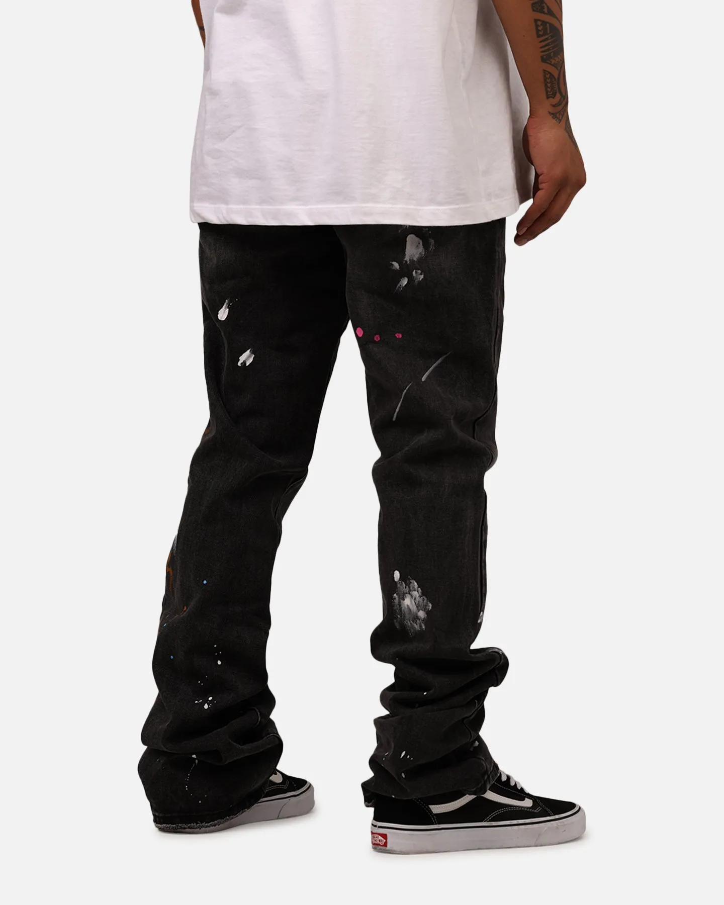 MNML B679 Worn In Painted Pants Washed Black