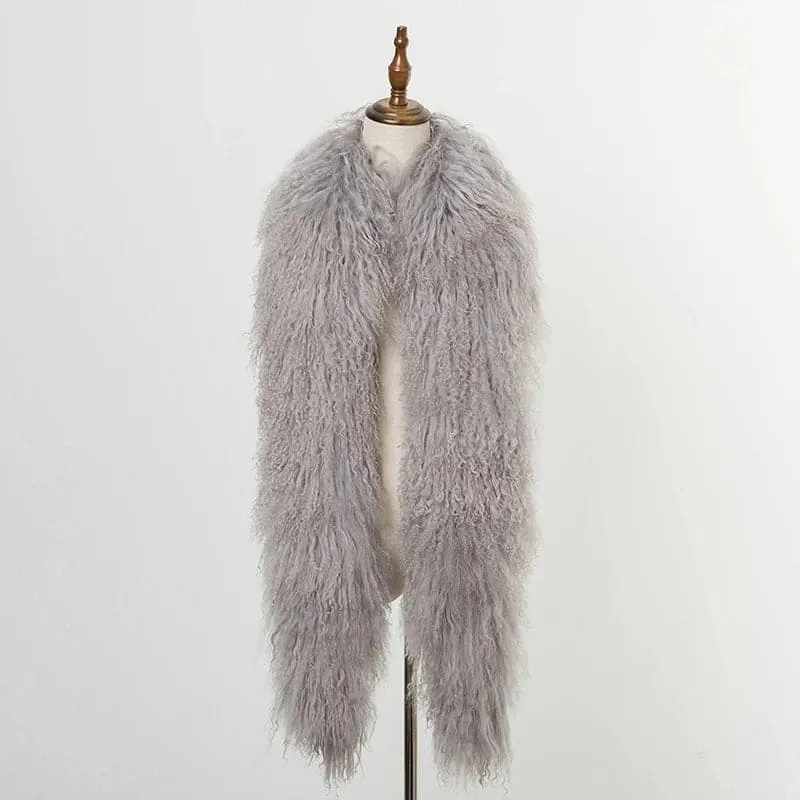 Mongolian Fur Double-Sided Scarf - Luxurious Winter Accessory | ZDFURS