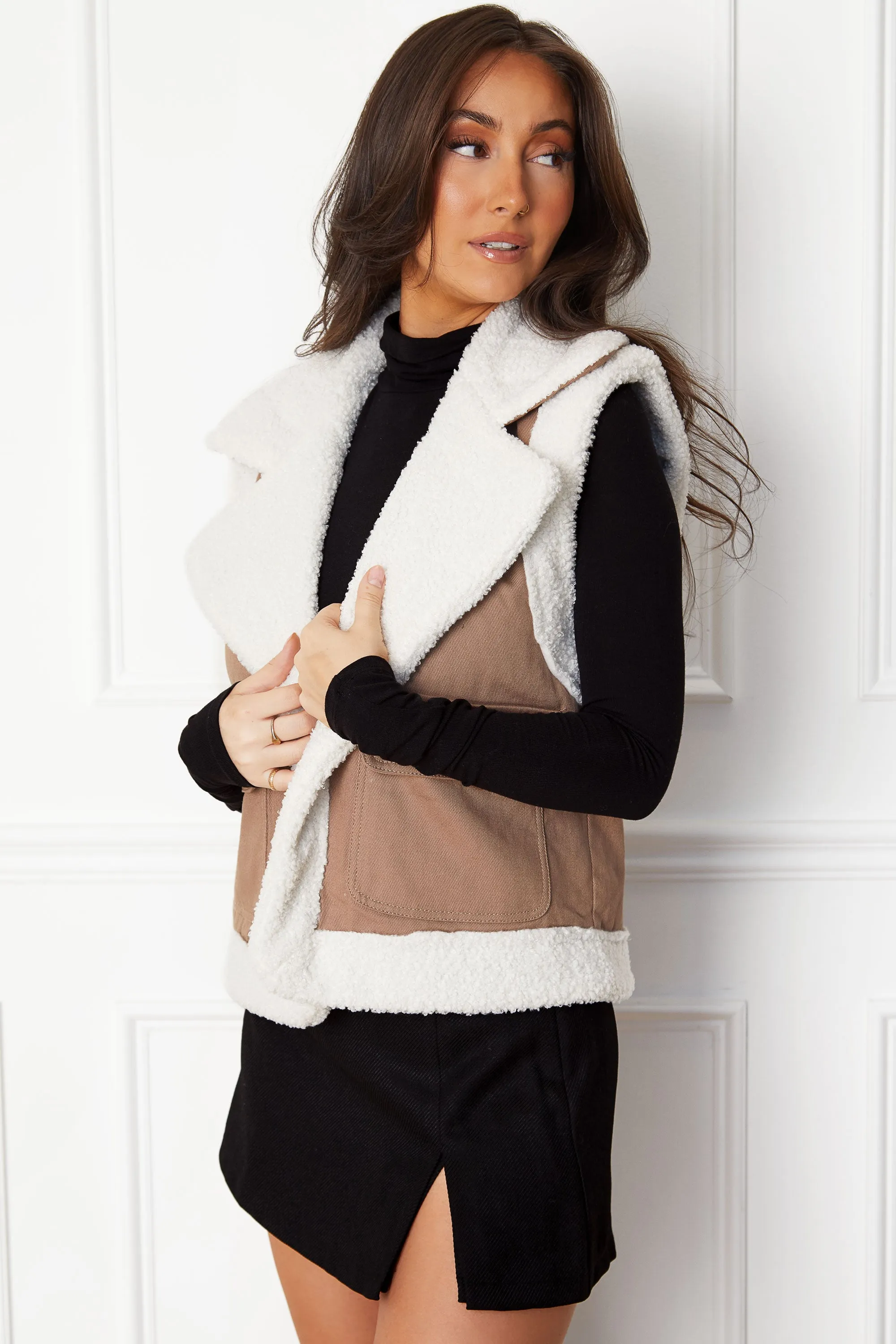 Naya Cocoa Sherpa Lined Vest