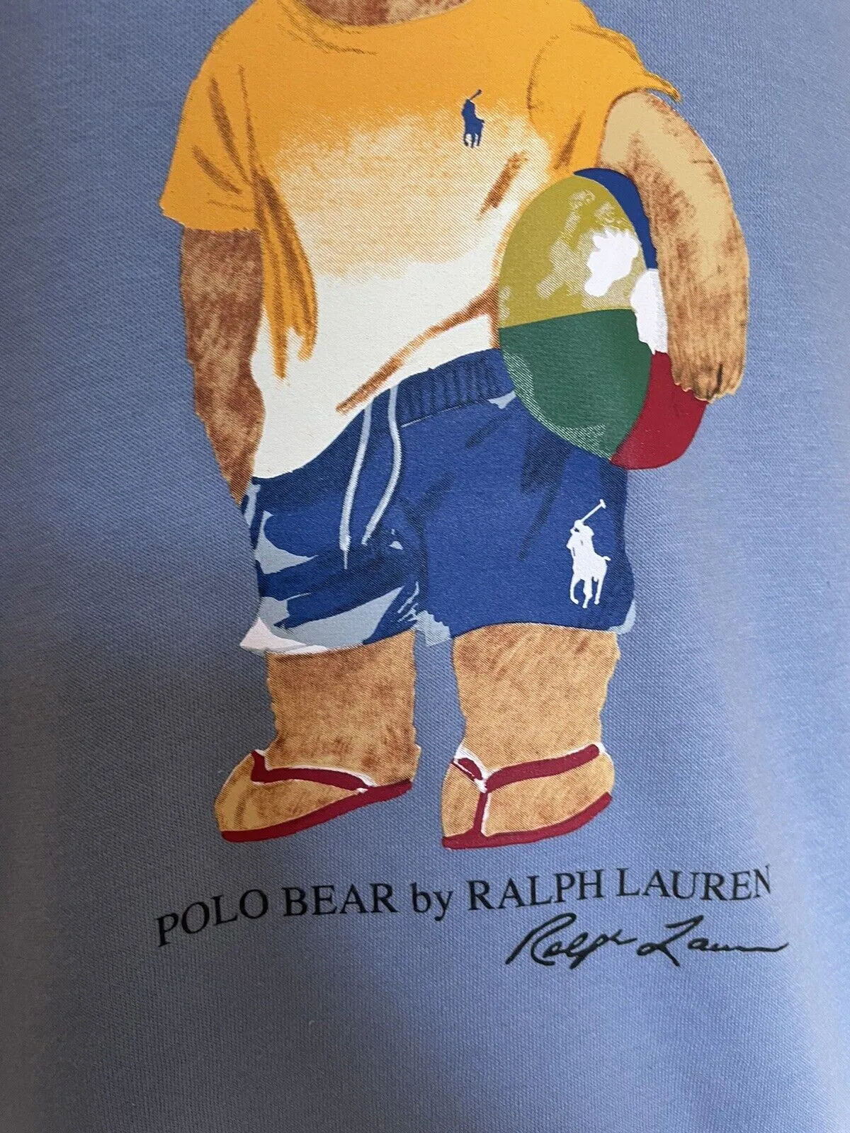 New $188 Polo Ralph Lauren Long Sleeve Bear Sweater with Hoodie Blue 2XLT/2TGL