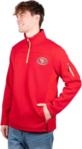 NFL Official Adults Quarter-Zip Super Soft Pullover Sweatshirt with Zipper Pockets - Unisex|San Francisco 49ers