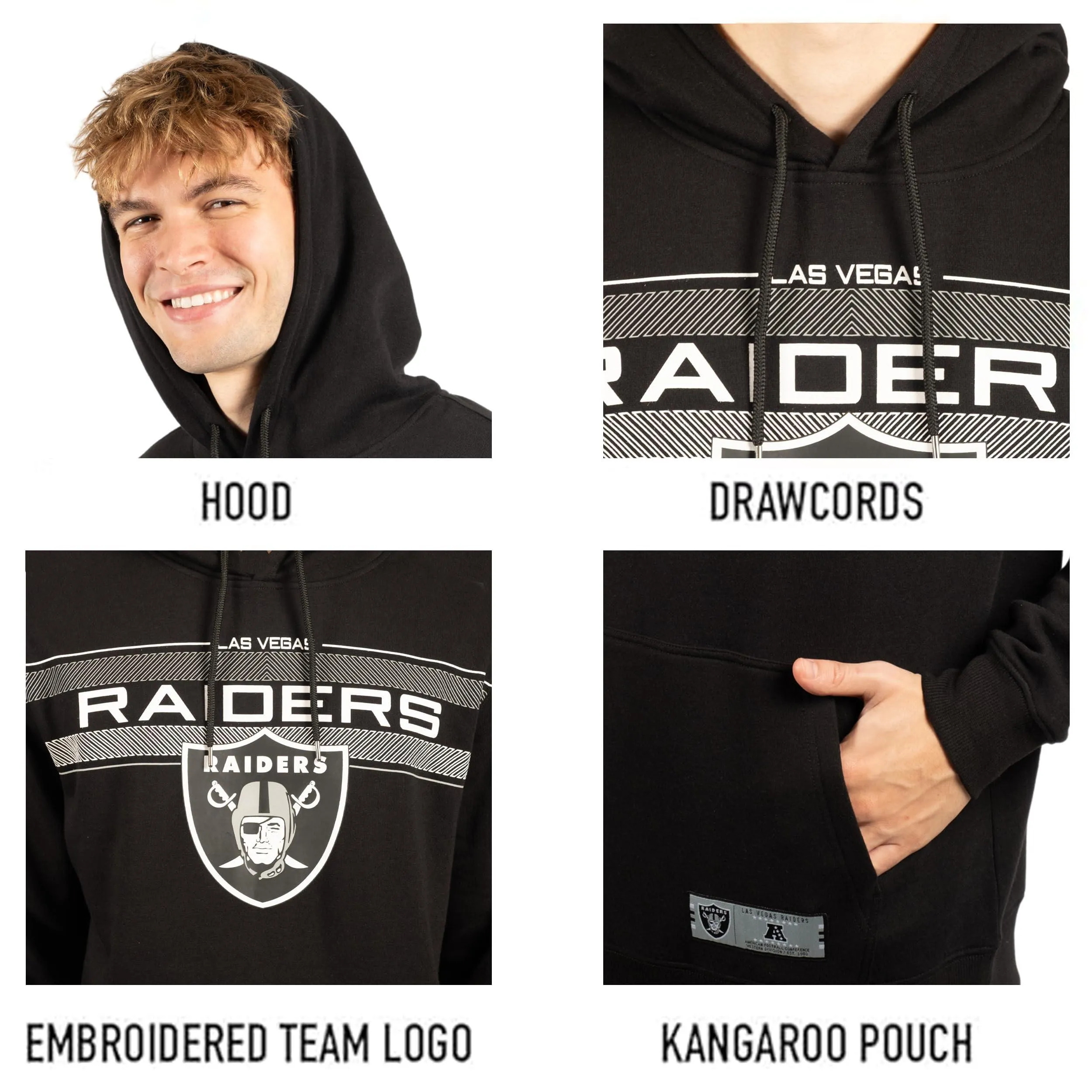 NFL Official Adults Super Soft Pullover Hoodie Sweatshirt - Warm Polyester Blend - Unisex|Las Vegas Raiders