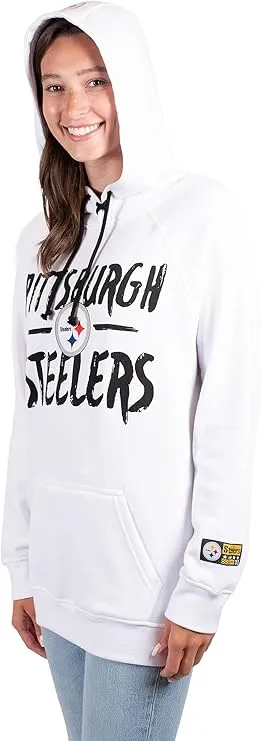 NFL Official Women's Super Soft Tie Neck Pullover Hoodie Sweatshirt|Pittsburgh Steelers