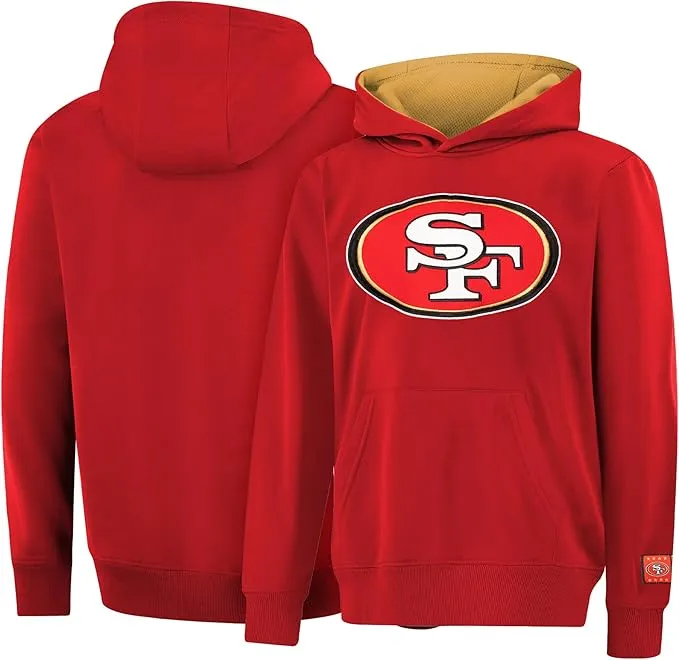 NFL Official Youth Super Soft Hoodie Sweatshirt Pullover - Warm Polyester Blend|San Francisco 49ers