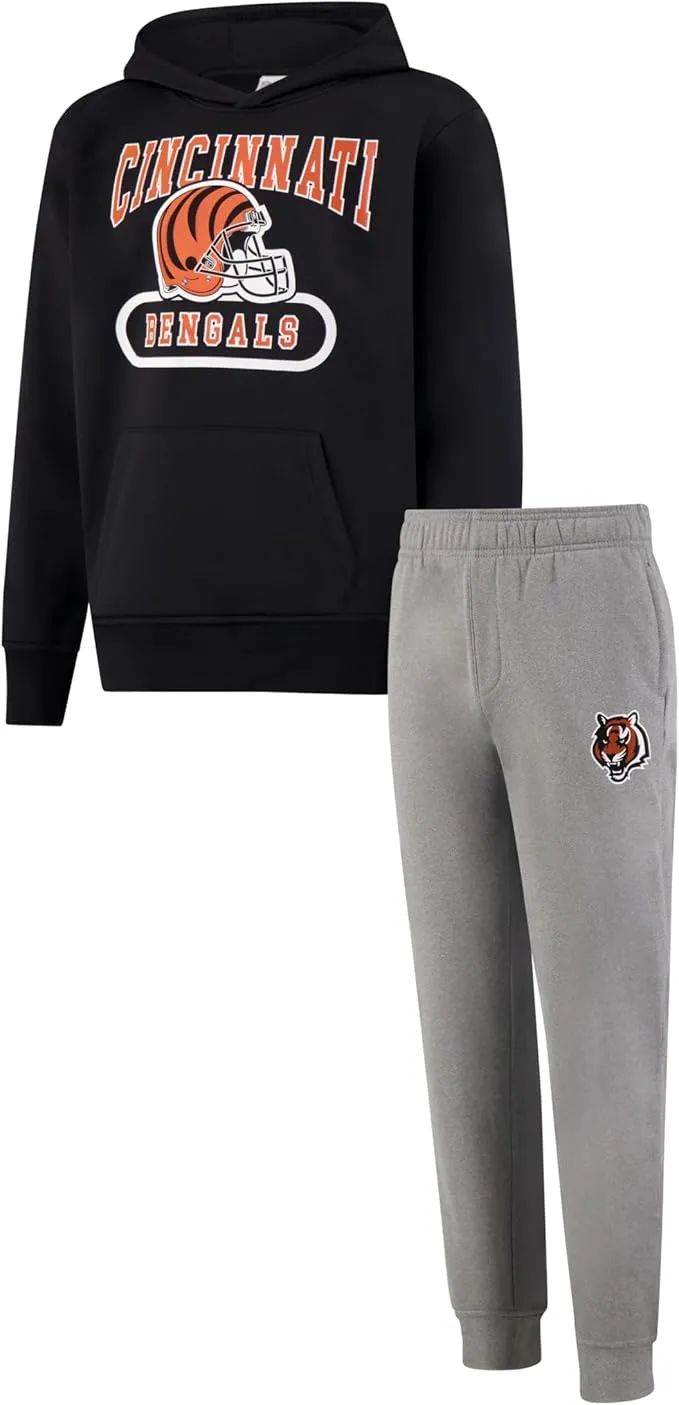 NFL Official Youth Super Soft Jogger & Hoodie Sweatshirt Set|Cincinnati Bengals